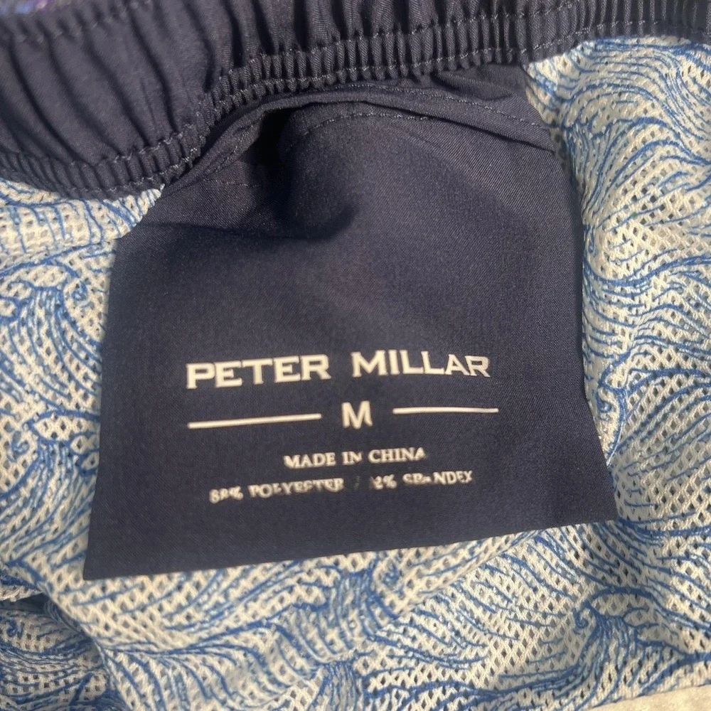 Peter Millar Swim Trunks Mens Medium Blue Crab Dice Casino Print Lined Stretch